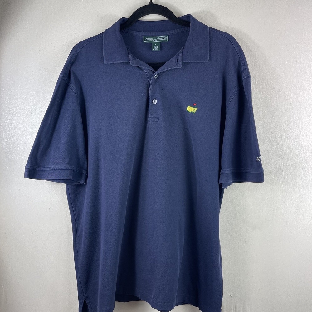 Masters Collection Shirt Mens Large‎ Blue Golf Polo Masters Pima Cotton Top